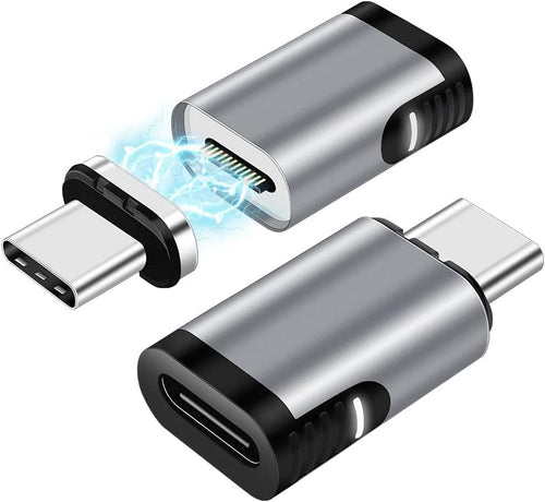Magnetic USB C Adapter 2 Pack 24 Pin Mini Magnetic USB C Adapter Connector Straight 100W PD Fast Charge 20Gbs Data Transfer USB3.1