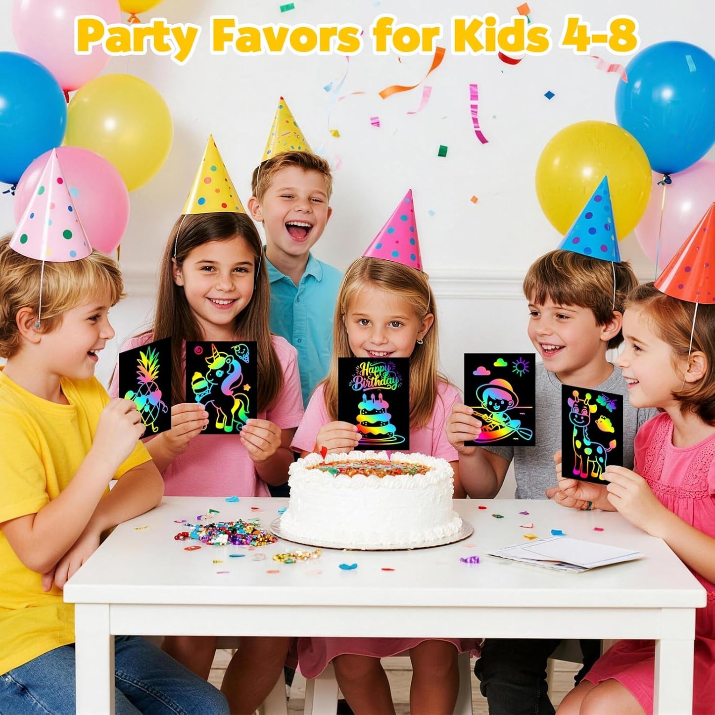 ZMLM Scratch Rainbow Art Paper Set - 100Pcs Magic Scratch off Art Craft Supplies Kits for Kids Girls Boys Black Scratch Notes Sheet Doodle Pad for Fun DIY Toy Return Gift Birthday Party Favors