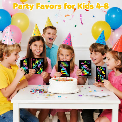 ZMLM Scratch Rainbow Art Paper Set - 100Pcs Magic Scratch off Art Craft Supplies Kits for Kids Girls Boys Black Scratch Notes Sheet Doodle Pad for Fun DIY Toy Return Gift Birthday Party Favors