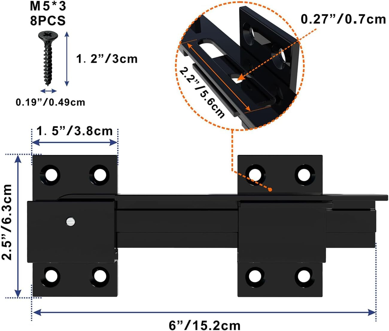2PCS Flip Gate Latch Lock with Padlock Hole, Aluminum Alloy Adjustable Door Latch Barn Door Lock Fence Door Lock Latch for Outdoor Gate, Barn Door, Shed, Garage, Yard
