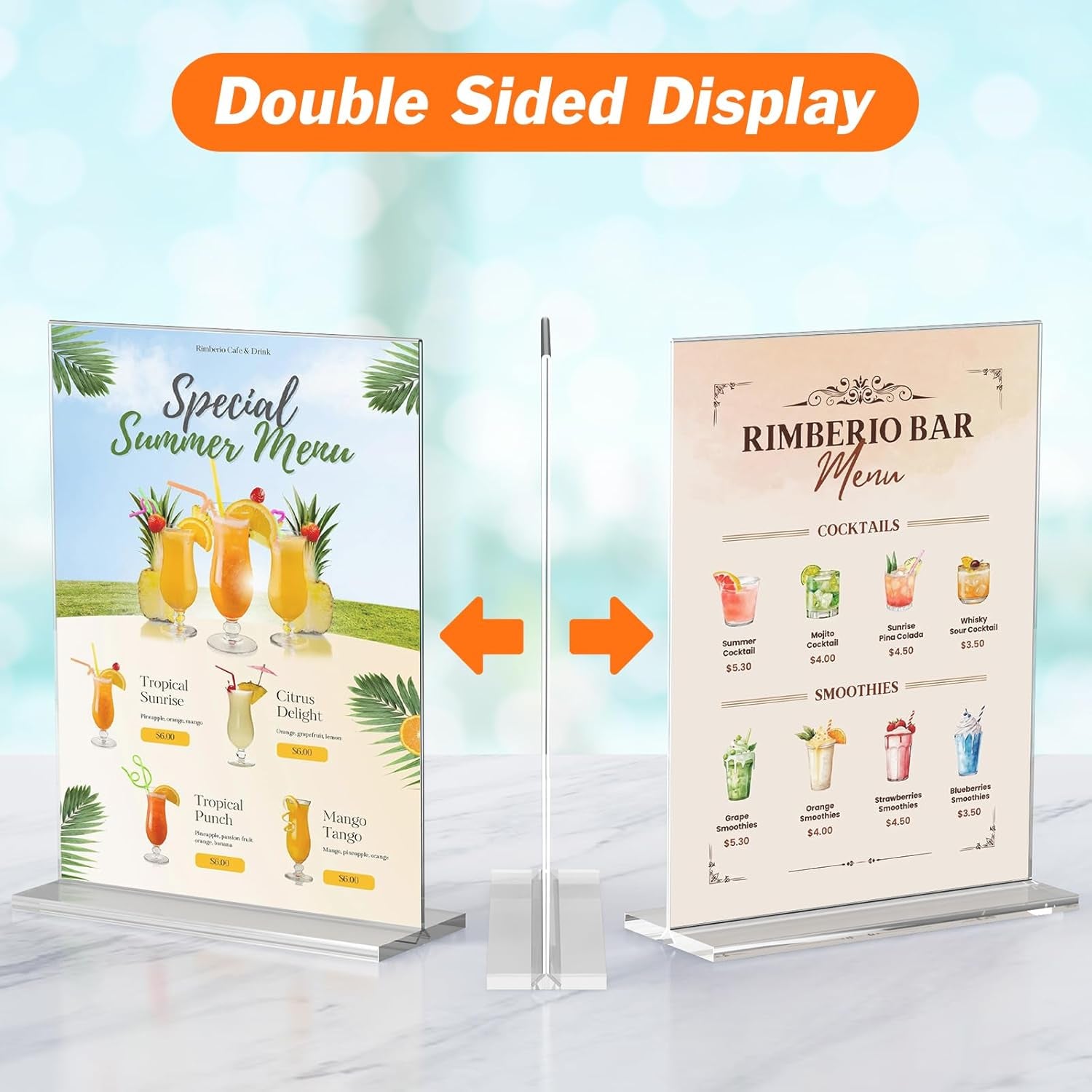 3 Pack Acrylic Sign Holder 8.5 X 11 Inches, Clear Menu Stand, Vertical Flyer Display, Table Paper Holder, Desk Brochure, Plastic Sign Display for Restaurants, Office, Store
