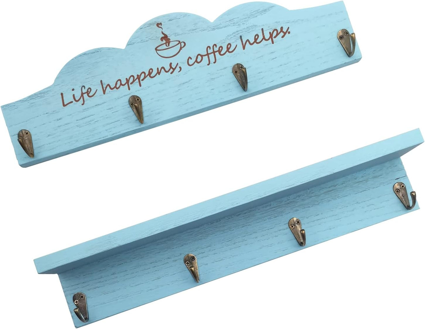 Coffee Cup Holder Coffee Mug Holder with Sturdy Hooks Coffee Bar Accessories Mug Rack for Farmhouse Kitchen Decorations, Coffee Station Decor, Mug Organizer, Mug Display (Blue)