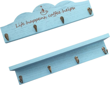 Coffee Cup Holder Coffee Mug Holder with Sturdy Hooks Coffee Bar Accessories Mug Rack for Farmhouse Kitchen Decorations, Coffee Station Decor, Mug Organizer, Mug Display (Blue)