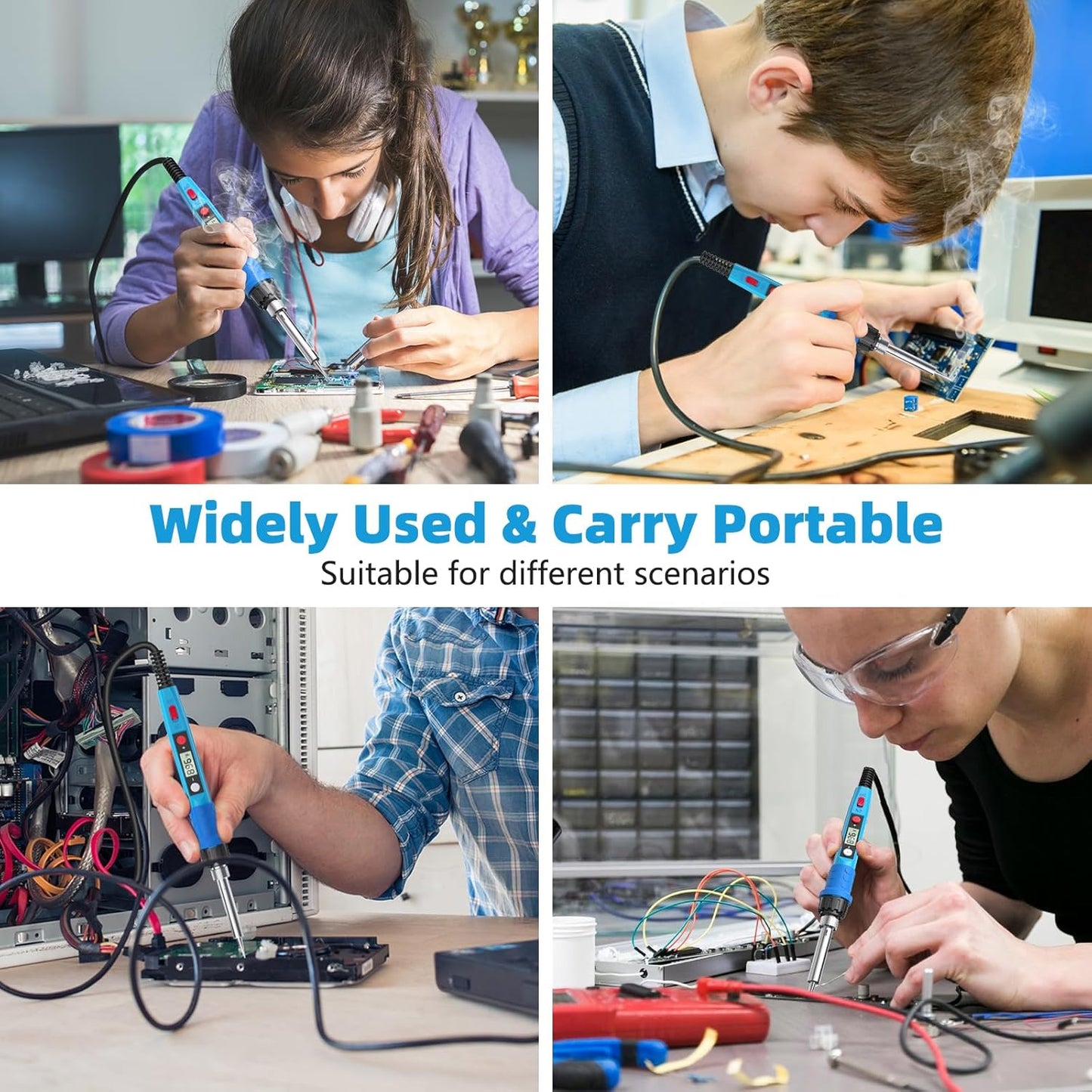 Soldering Iron Kit, 80W 110V LCD Digital Solder Iron Pen with Ceramic Heater, Portable Welding Tools with 5Pcs Tips, Stand, Solders Wire, Sponge, Paste, for Metal,Electric Repairs, DIY