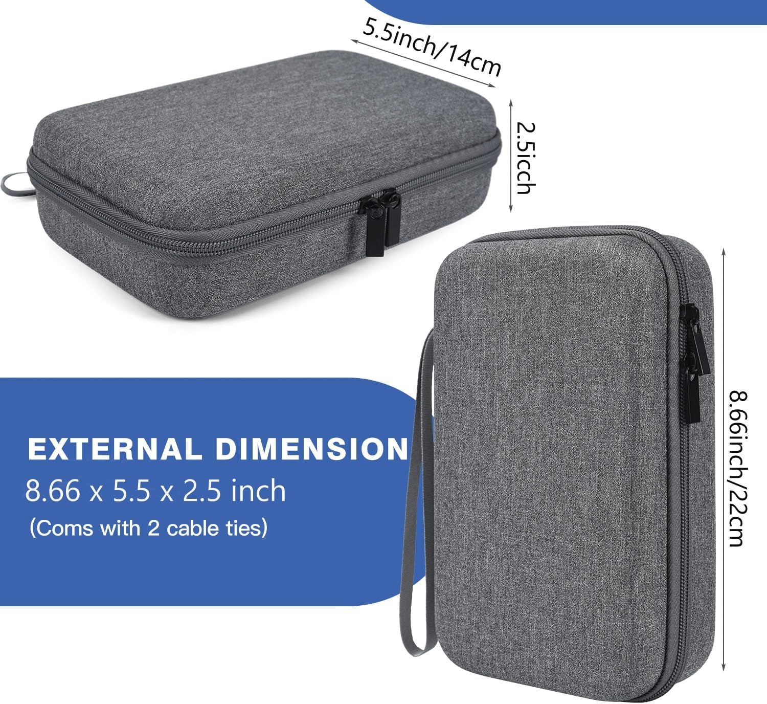 Hard Electronic Organizer Travel Case for Macbook Power Adapter Chargers Cables Power Bank Apple Magic Mouse Apple Pencil USB Flash Disk SD Card Hard Drive Waterproof Shockproof Carrying Case, Grey