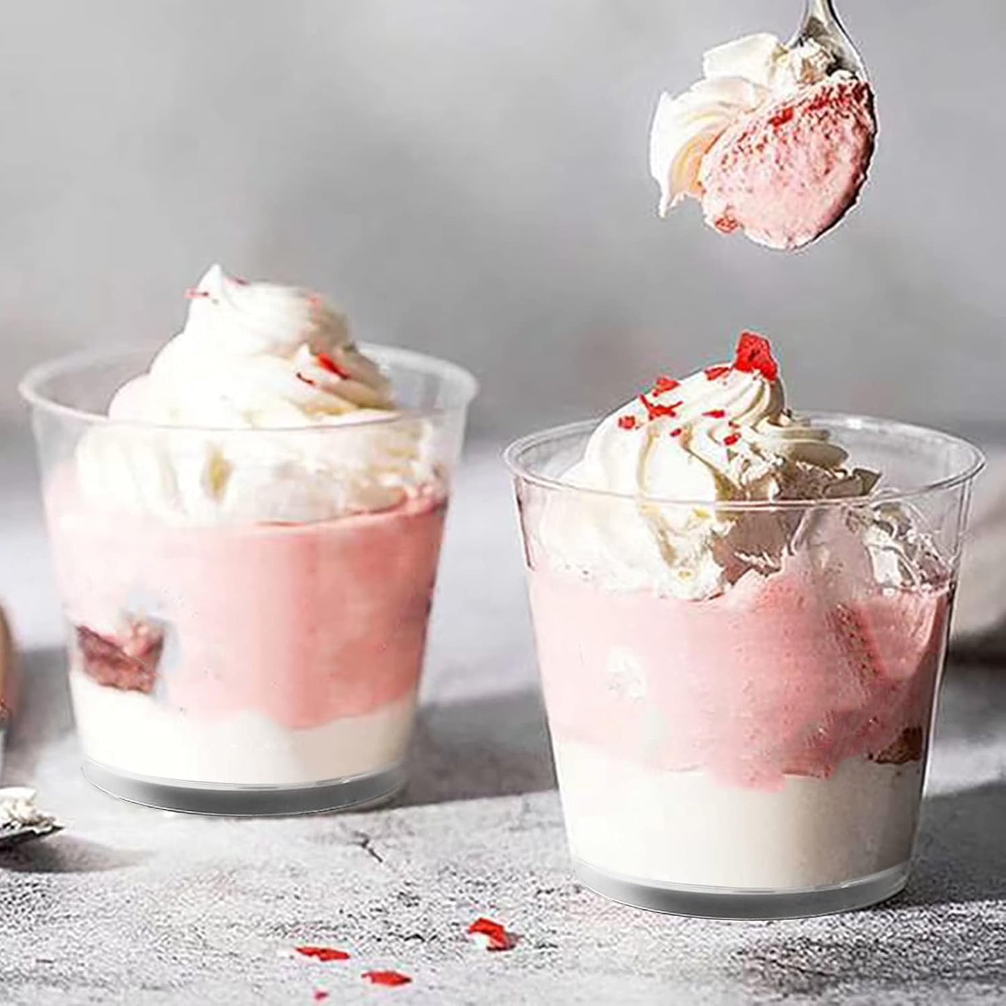 Clear Plastic Cups with Lids,6Oz-25 Sets Mini Parfait Cups with No Holes Dome Lids,Parfait Cups with Lids, Disposable Party Cups for Fruit/Ice Cream/Cupcake/Iced Cold Drinks