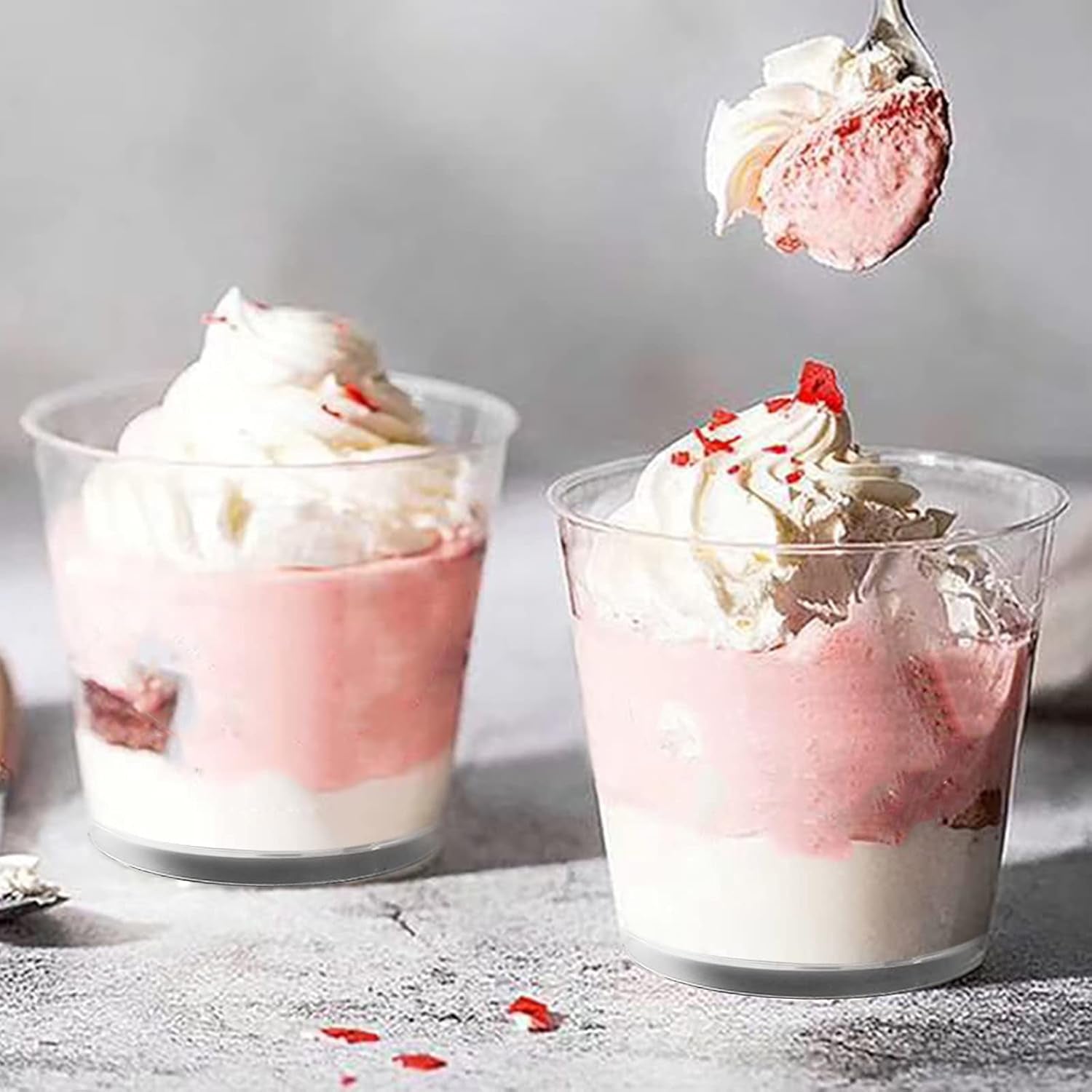 Clear Plastic Cups with Lids,6Oz-25 Sets Mini Parfait Cups with No Holes Dome Lids,Parfait Cups with Lids, Disposable Party Cups for Fruit/Ice Cream/Cupcake/Iced Cold Drinks