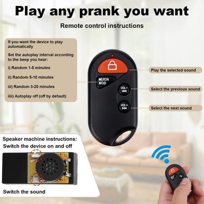 Remote Controlled Prank Noise Maker Sets, Fart Cricket Noise Makers Hidden Prank Devices with Funny Fart Sounds for Office Home Car