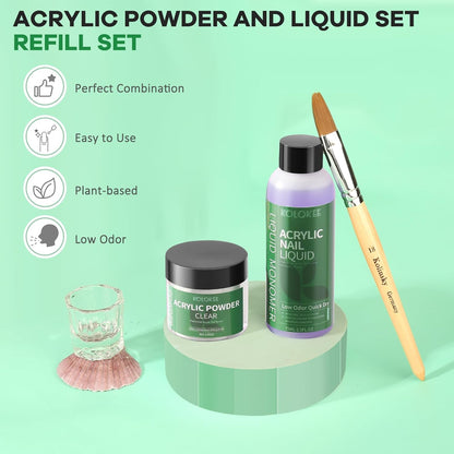 Acrylic Nail Kit Acrylic Powder and Liquid Set with Kolinsky Nail Brush, Lamp (Not Required) for Home DIY Salon Nails Application