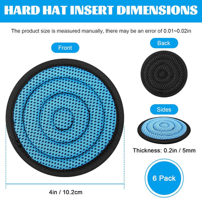 Hard Hat Top Pad, Washable Cooling Hard Hat Inserts/Liner/Cushions Replacement for Helmets, Hardhat Suspension Accessories (Blue, 6 Pack)