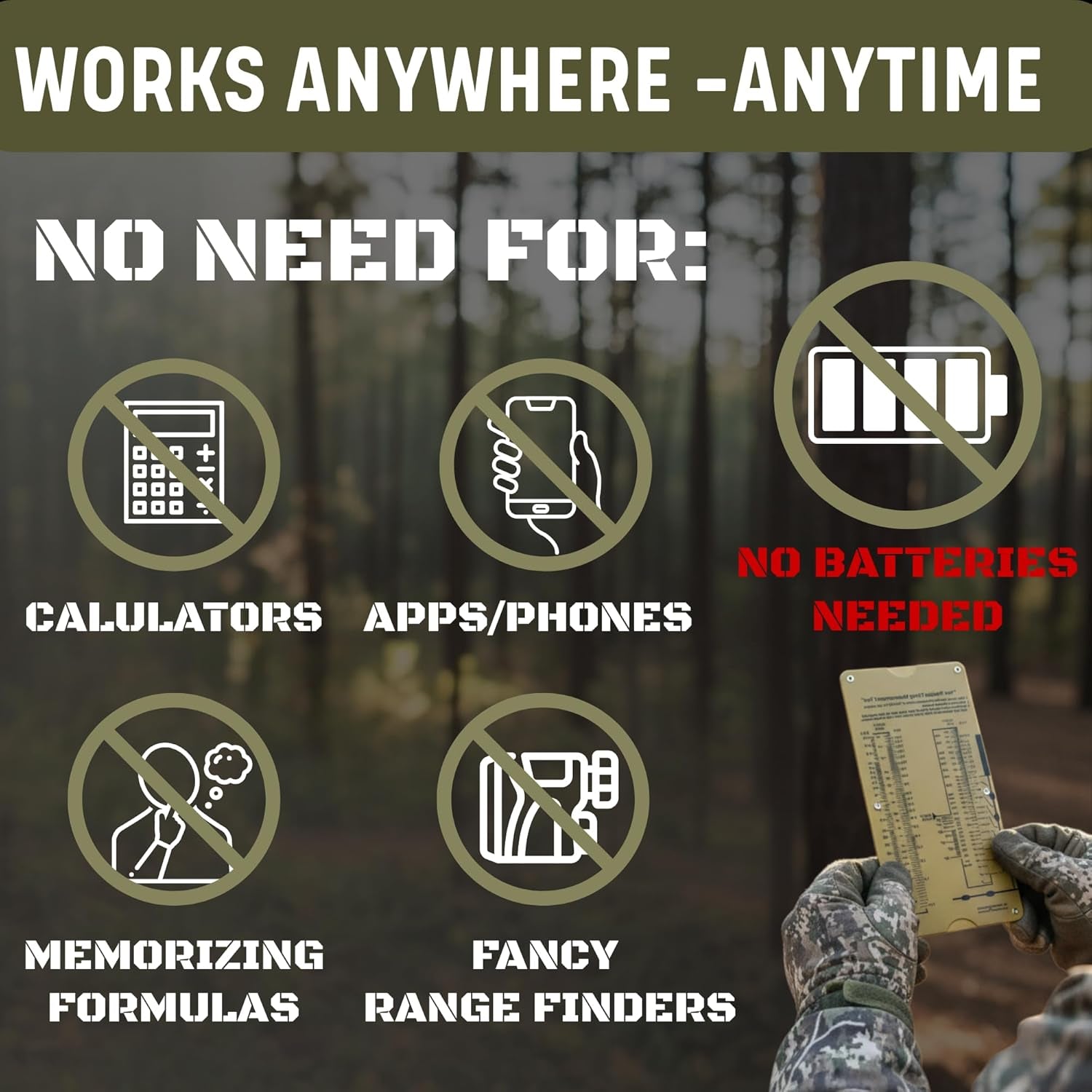 MRAD Ruler Range to Target Calculator Compact and Portable Firing Measurement Slide Rule Tool for Hunting and Long-Range Shooting