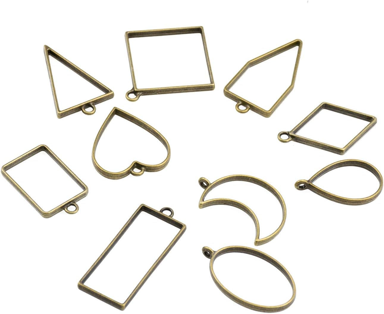 270 Pieces Open Bezel Pendants for Resin, 12 Styles Open Frame Pendant Assorted Geometric Hollow Mold Metal Resin Jewelry Molds for Earrings, Necklace, Pressed Flower, DIY Crafts