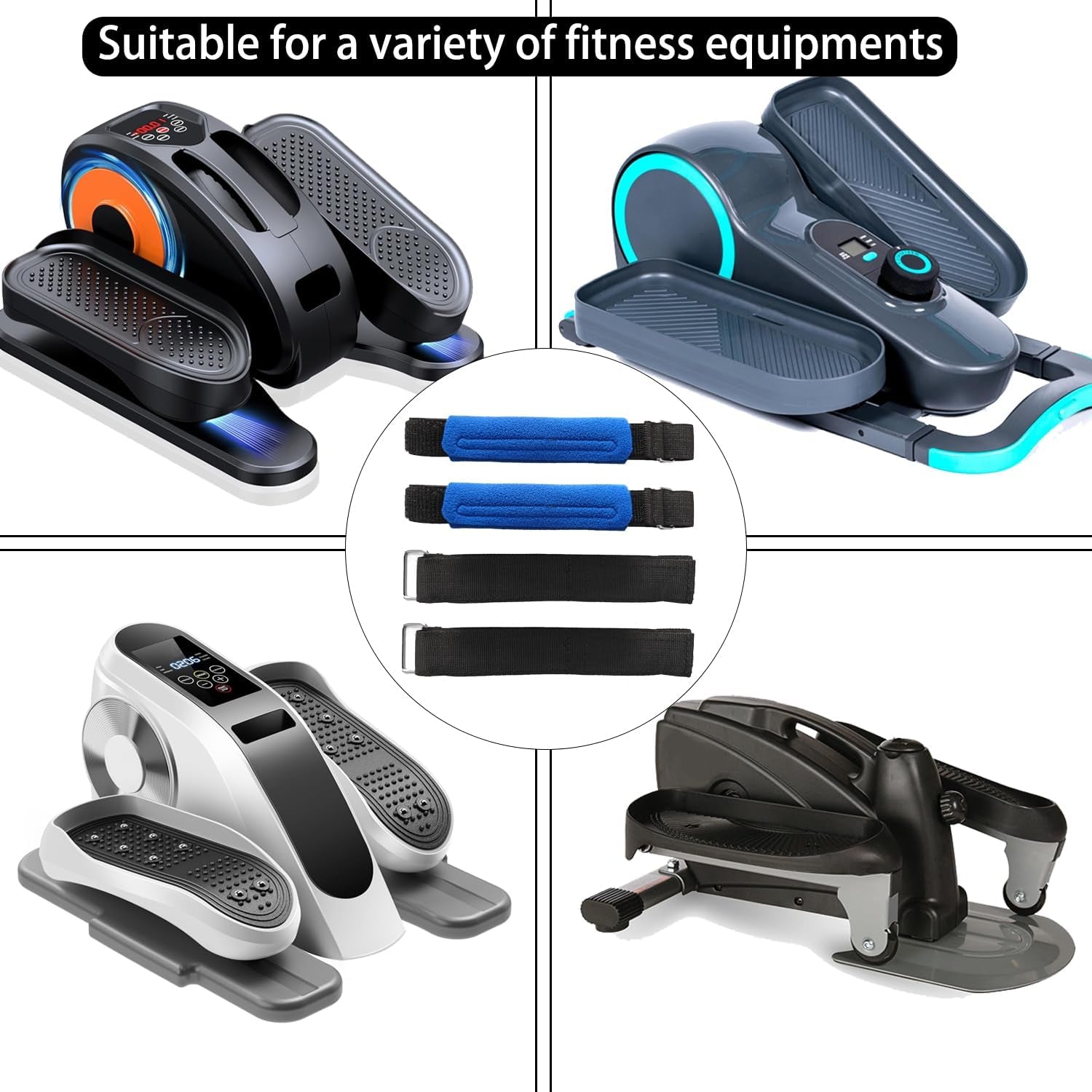 4Pcs under Desk Elliptical Pedal Straps, Adjustable Ellipse Leg Exerciser Straps for Leg/Bike Pedal Exerciser & Elliptical Stepper, Seniors Sitting Fitness Home Office Sports Accessories