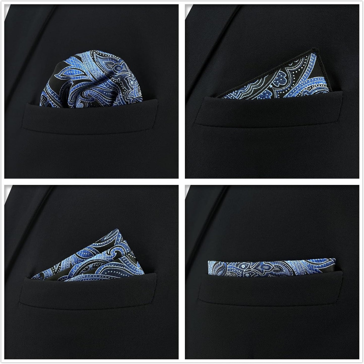 SHLAX&WING Assorted 5 Pieces Mens Silk Pocket Squares Handkerchiefs Set Lot