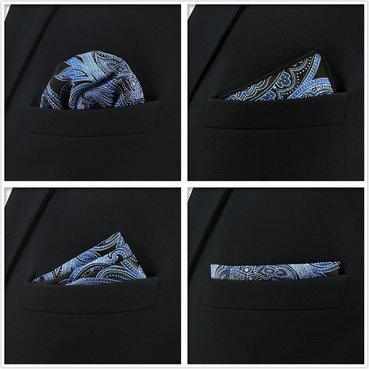 SHLAX&WING Assorted 5 Pieces Mens Silk Pocket Squares Handkerchiefs Set Lot