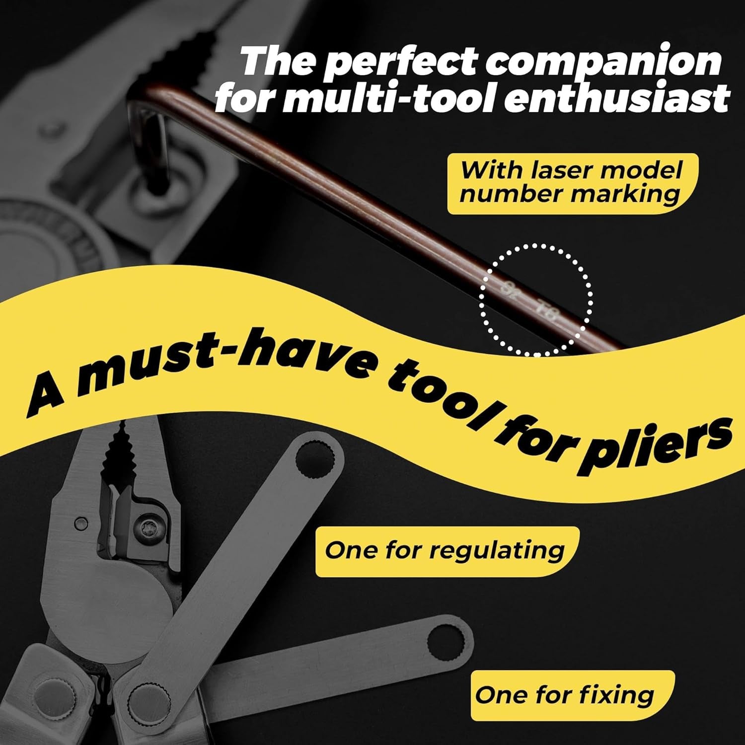 Wrench Set for Multi-Tools - Includes 2 304 Stainless Steel Knurled Nut Wrenches, 2 S2 Steel T10 & 1 T8 Wrenches, Ideal Addition to Multi-Tool Kit for Adjusting Screw Tightness