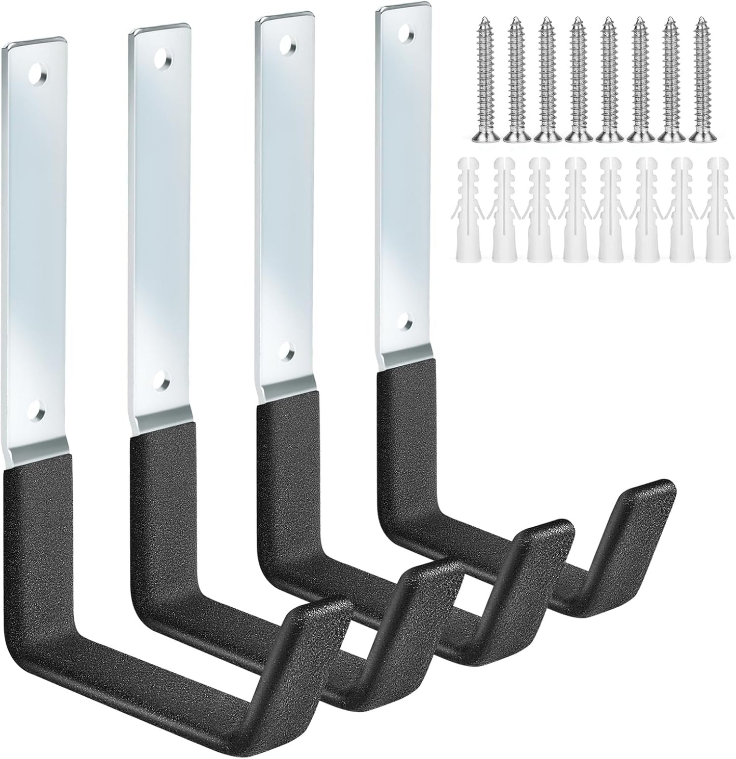 TVKB Ladder Hangers for Garage Wall Garage Hooks Heavy Duty Wall Hooks Set of 4 Tool Organizers and Storage Wall Mount Garage Storage Utility Rack Tool Holder for Garage Garden Shed Shop Bike Hose