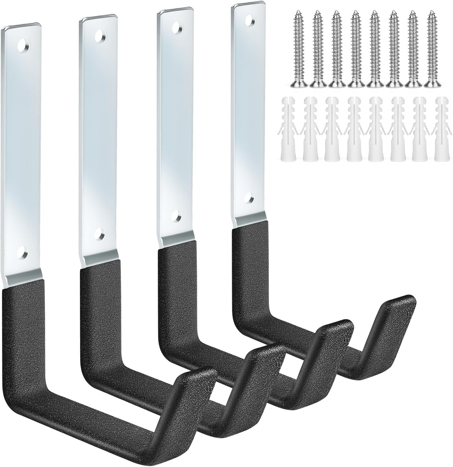TVKB Ladder Hangers for Garage Wall Garage Hooks Heavy Duty Wall Hooks Set of 4 Tool Organizers and Storage Wall Mount Garage Storage Utility Rack Tool Holder for Garage Garden Shed Shop Bike Hose