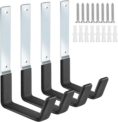 TVKB Ladder Hangers for Garage Wall Garage Hooks Heavy Duty Wall Hooks Set of 4 Tool Organizers and Storage Wall Mount Garage Storage Utility Rack Tool Holder for Garage Garden Shed Shop Bike Hose