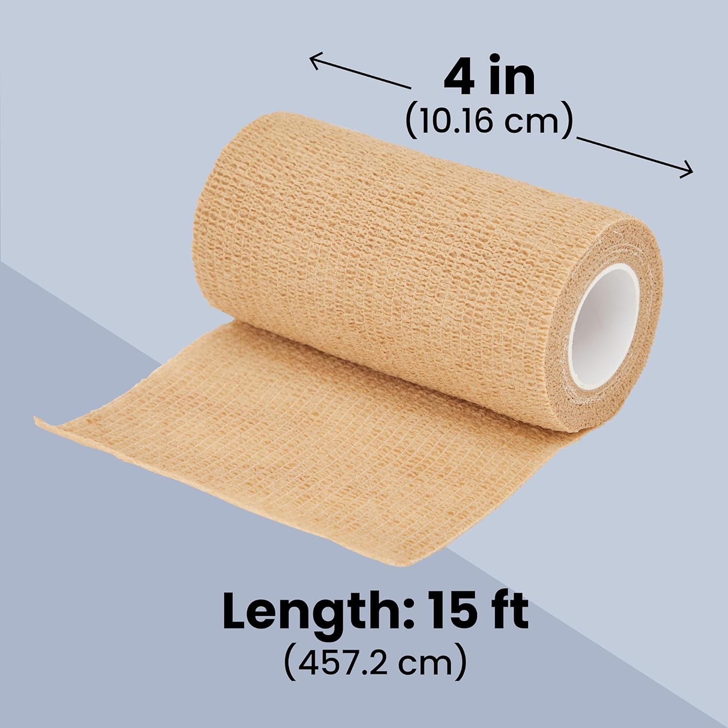 Juvale Cohesive Self-Adhering Elastic Bandage Wrap - Sprain Support & Medical Tape - Vet Wrap for Horses & Horse Leg Support - Sport Tape & Tattoo Bandage - 4 in X 5 Yd, Tan, Pack of 6
