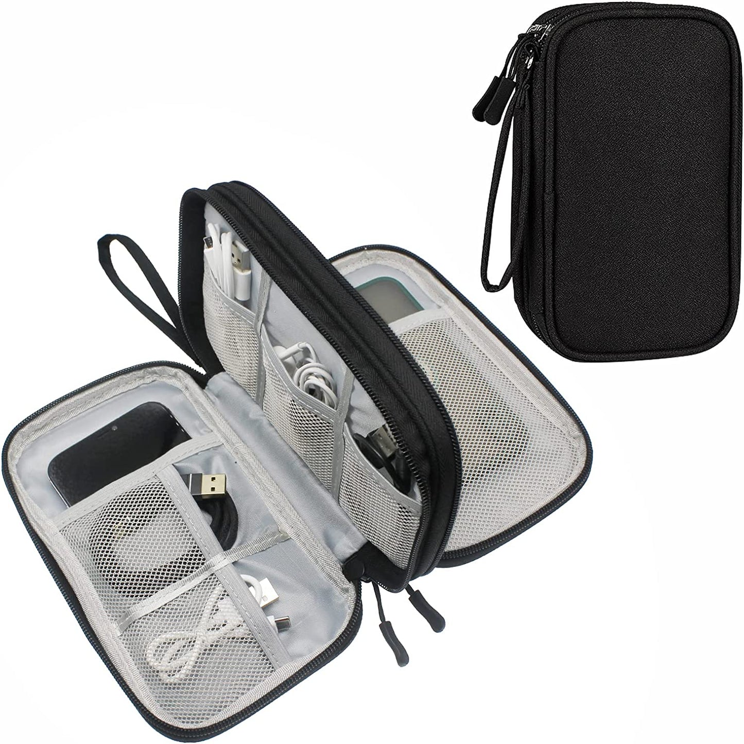 Travel Accessories Organizer Electronics Pouch for Keeping Cables in Order (Medium, Black)