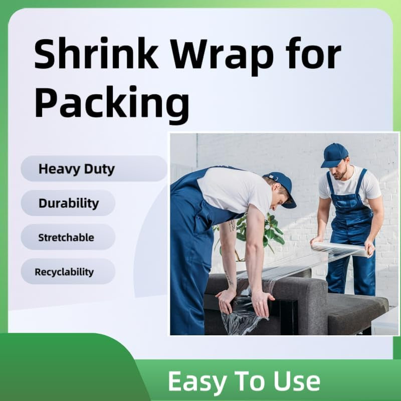 AISEY Stretch Wrap Roll Heavy Duty Plastic Moving Wrap 11.8" X 500FT