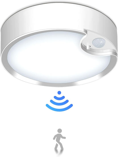Yurnero Motion Sensor Ceiling Light Battery Operated Battery Powered Ceiling Light with 400LM 6000K 7.8 Inch Motion Activated Light for Closet Stair Hallway Shower Shed Garage Pantry Basement Porch