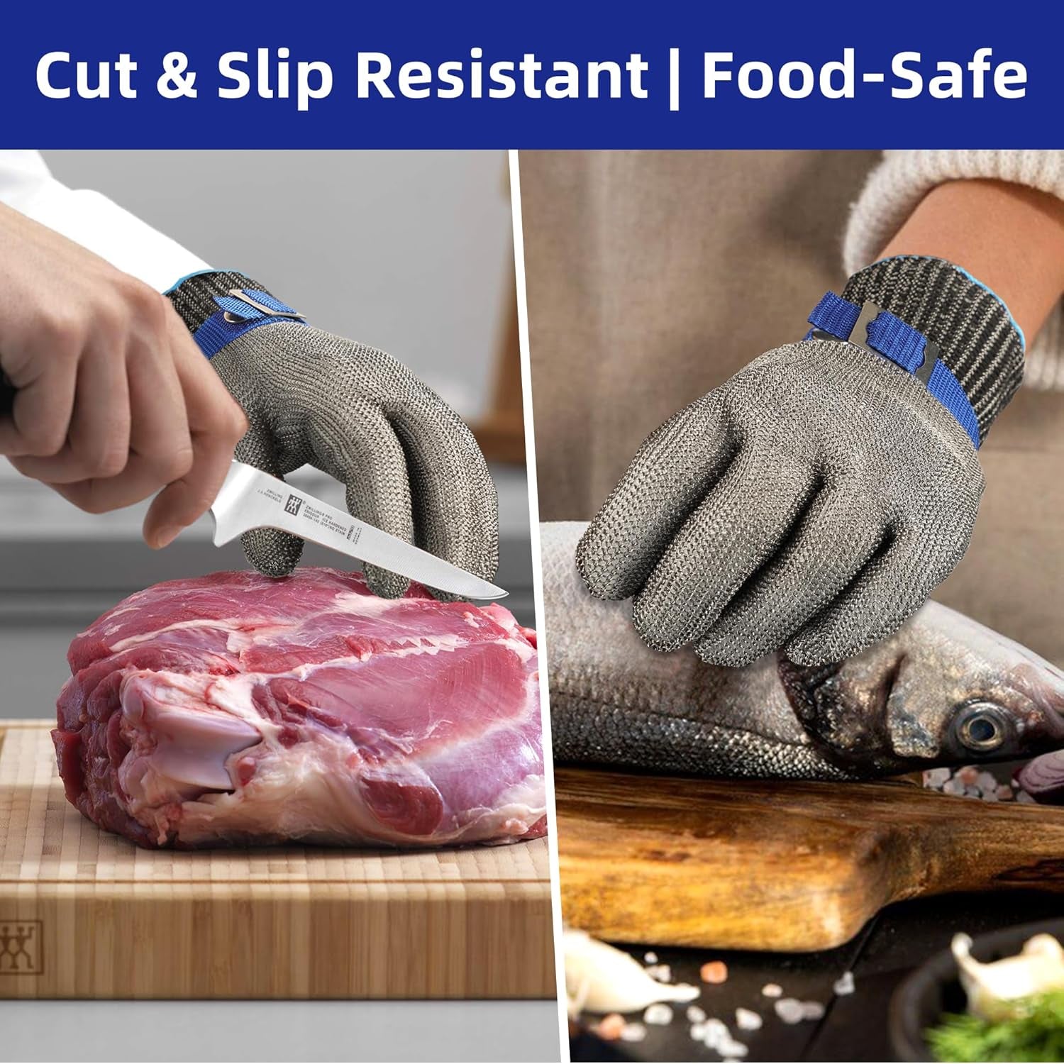Schwer Slicepro ANSI A9 Cut Resistant Glove PR1706, Stainless Steel Mesh Metal Glove, Food Grade for Kitchen Cooking, Butcher Meat Cutting, Oyster Shucking, Mandoline, Fishing, (M, 1 PCS)