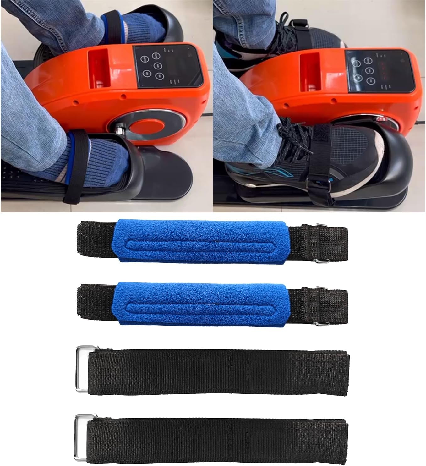 4Pcs under Desk Elliptical Pedal Straps, Adjustable Ellipse Leg Exerciser Straps for Leg/Bike Pedal Exerciser & Elliptical Stepper, Seniors Sitting Fitness Home Office Sports Accessories