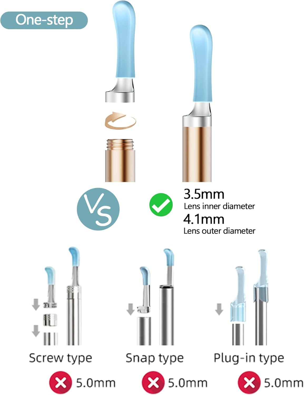 Bebird Replacement Tips Ear 8 Pieces Waterproof Silicone Ear Spoon for Ear Wax Removal Endoscope BEBIRD Original Ear Cleaner Tips Set for W3/R3/T15/X3/X17 Pro/D3Pro/T5/R1(Dia. 3.5Mm)