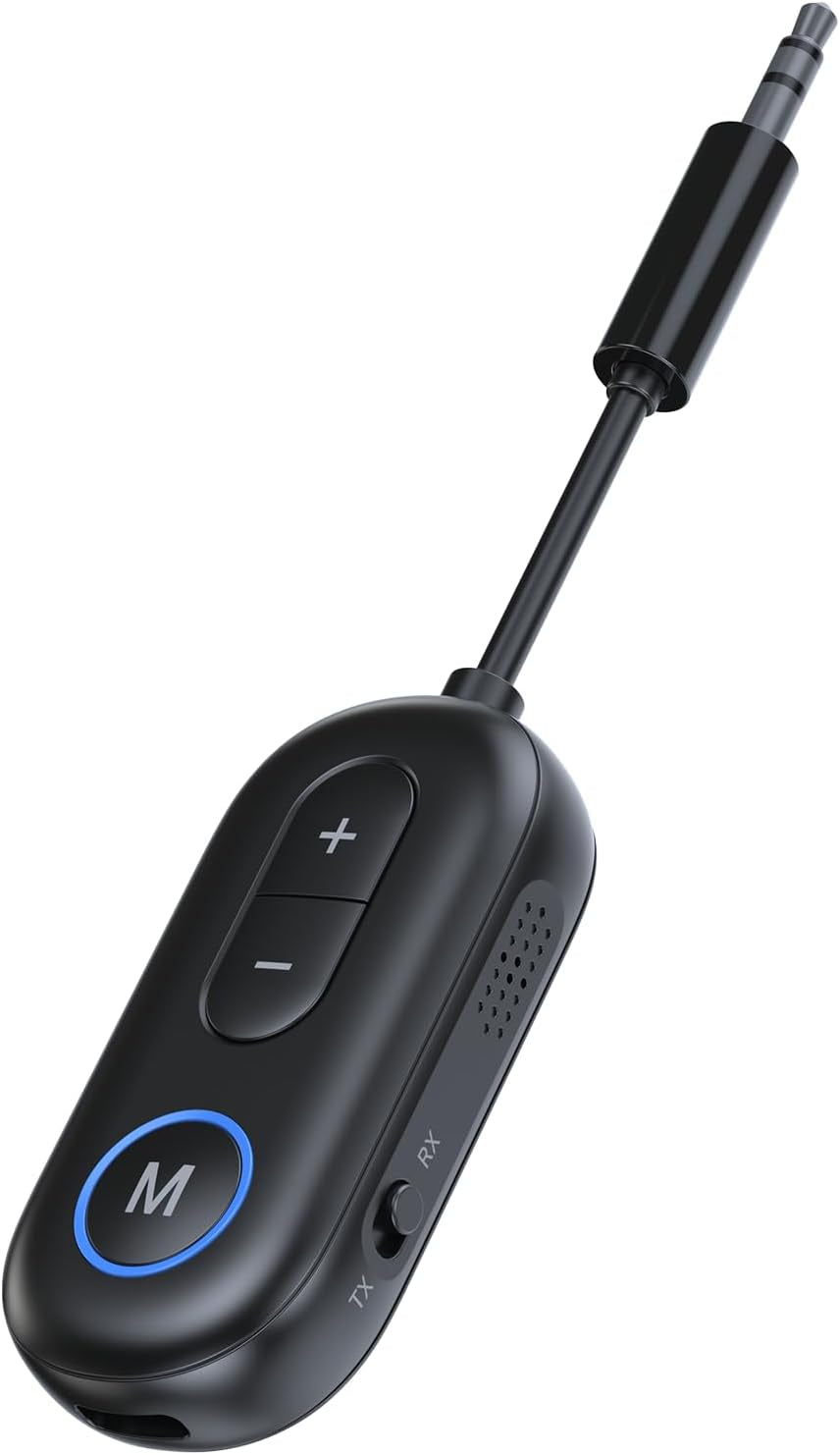 Airplane Bluetooth Adapter for Headphones, Bluetooth Transmitter for TV to Headphones, 3.5Mm Car Adapter for Handsfree Call Music, Audio Receiver for Home Speaker, KAIY Wireless Transmitter Receiver