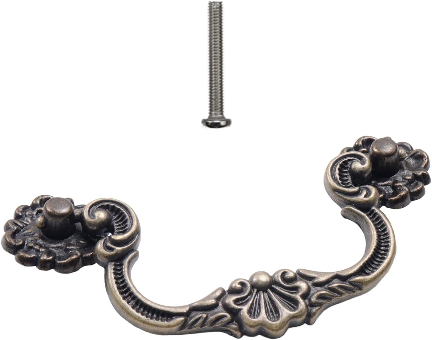 6 Pcs Antique Bail Handle Drop Pulls Vintage Bronze Drop Bail Drawer Pulls Cabinet Pull Handles for Closets, Cabinet, Drawer, Furniture (3.78" Hole Centers, 5.15" Total Length)