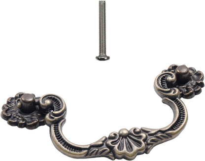 6 Pcs Antique Bail Handle Drop Pulls Vintage Bronze Drop Bail Drawer Pulls Cabinet Pull Handles for Closets, Cabinet, Drawer, Furniture (3.78" Hole Centers, 5.15" Total Length)